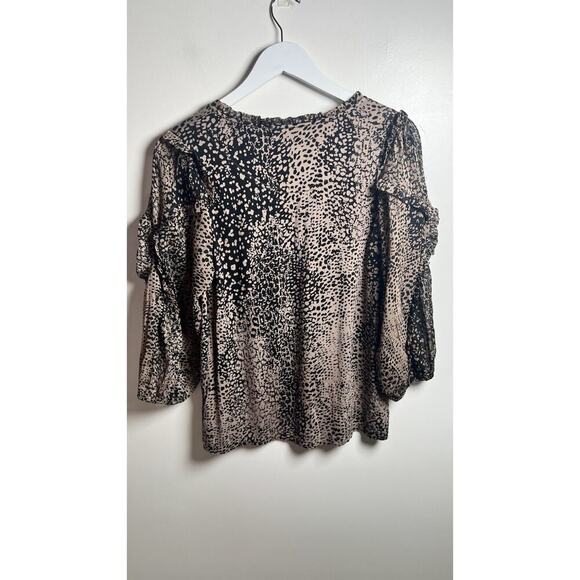 MAEVE Anthropologie JACQUIN PEASANT Animal Print shimmer Viscose Blouse Size XS - Picture 5 of 12